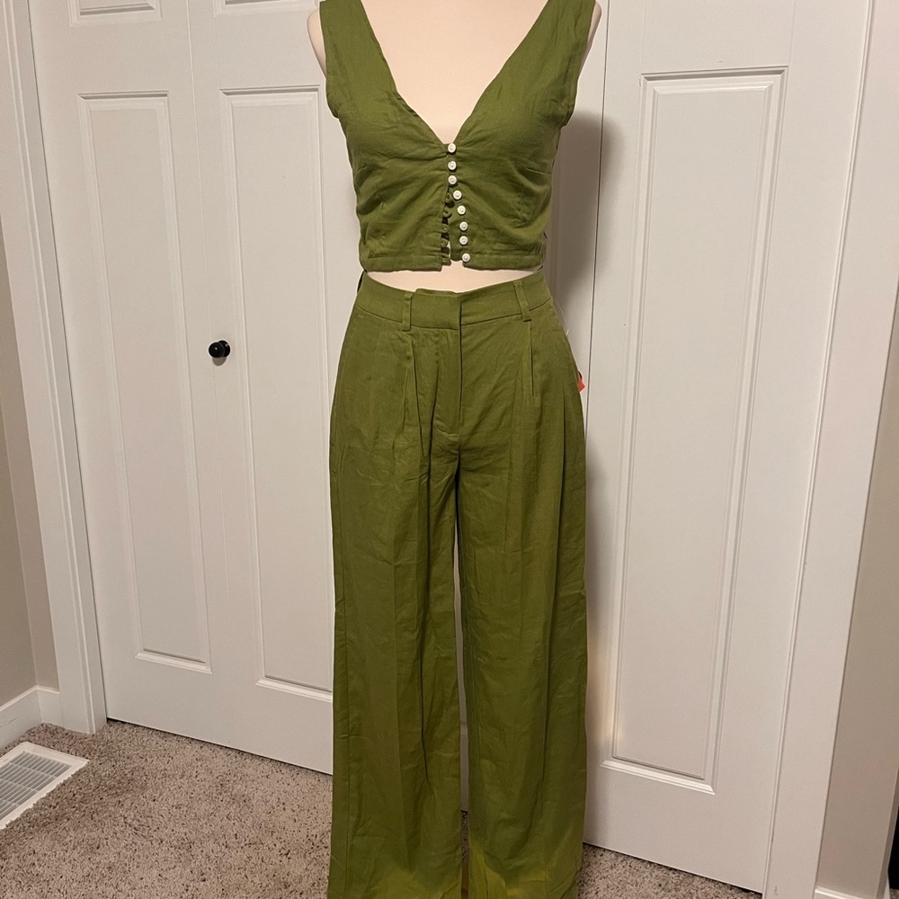 Joe Fresh Olive Wide Leg Jumpsuit